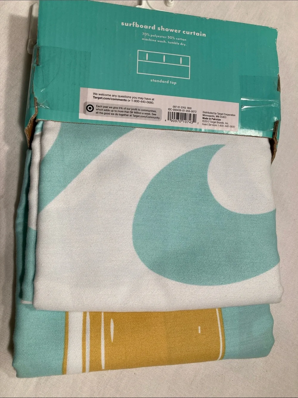 Pillowfort Turquoise Surfboard Shower Curtain new in package